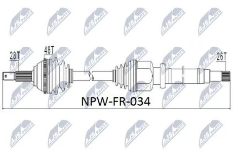 Ford transit полуось правая форд транзит на FORD NTY NPW-FR-034