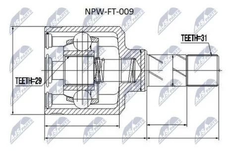 Fiat ducato шарнир равных угловых скоростей левый фиат дукато на CITROEN,FIAT,PEUGEOT NTY NPW-FT-009