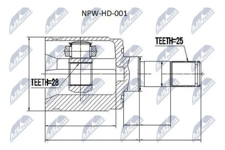 Honda civic ej/ek шарнир равных угловых скоростей левый хонда сивик ej/ek на HONDA NTY NPW-HD-001