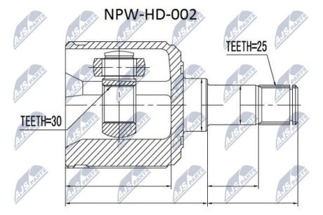 Шарнир равных угловых скоростей левый honda civic, 44310st3g01 NTY NPW-HD-002