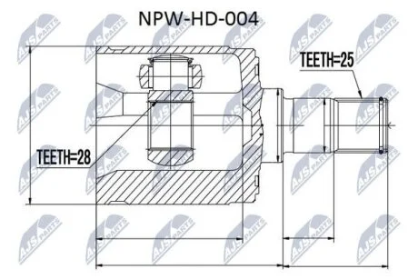 Honda civic ej/ek шарнир равных угловых скоростей правый хонда сивик ej/ek на HONDA NTY NPWHD004