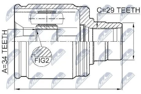 Внутренний шрус honda accord 2.2ictdi 02 crv 2.2ictdi 02,44310stka91 NTY NPW-HD-017