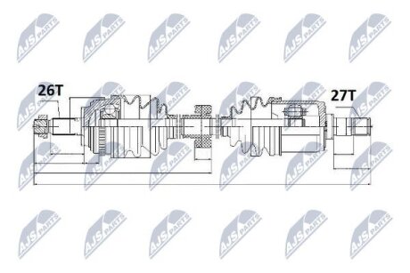 Приводной вал honda hr-v 99- /,44305-s2h-950 NTY NPWHD025