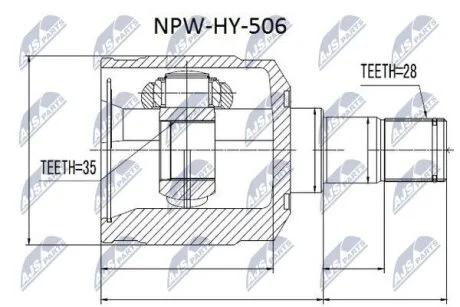Hyundai santa fe шарнир равных угловых скоростей левый хюндай санта фе на HYUNDAI NTY NPW-HY-506