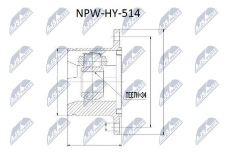 Шрус/граната внут. Hyundai Terracan права R 01-> NTY NPWHY514
