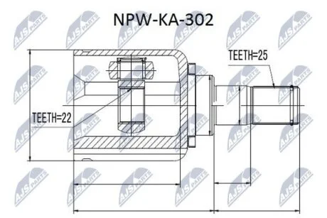Шрус/граната внут. Kia Ceed, Elantra, Cerato 1.4-2.0 06-> (z25/22) ліва L NTY NPWKA302