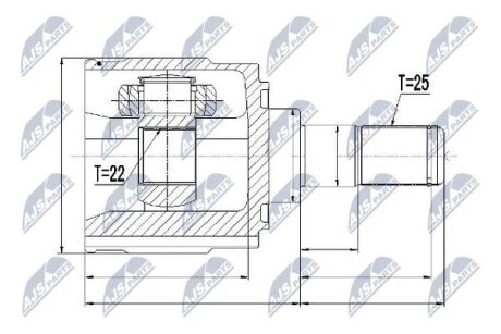 Шрус передний правый kia rio mt, 49592-1G090 NTY NPWKA314