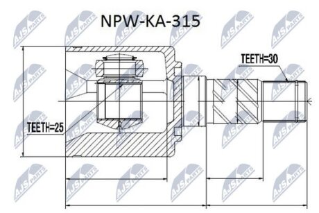 Шарнир равных угловых скоростей левый kia sorento, 49592-3E000 NTY NPW-KA-315