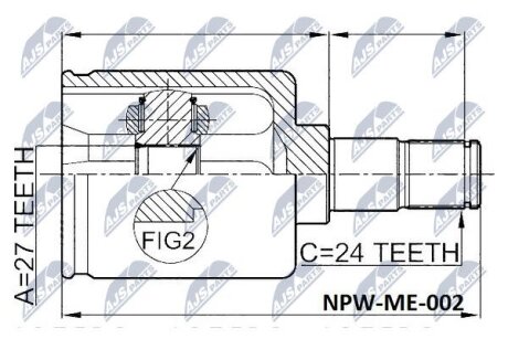 Внутренний шрус mercedes cklasa 203 4matic 0005 eklasa w211 4matic 0209,2113301801 NTY NPW-ME-002