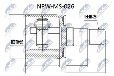 Внутренний шрус mitsubishi pajero v14wv55w 9104 pajero sport k94w,mb886681 NTY NPW-MS-026