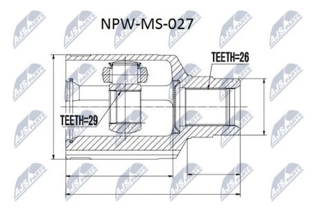 Внутренний шрус mitsubishi outlander 4wd cu2 0206 л mn156833 NTY NPW-MS-027