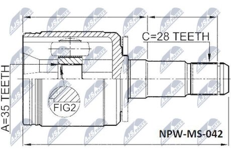 Внутренний шрус mitsubishi pajero v87,3815a195 NTY NPW-MS-042