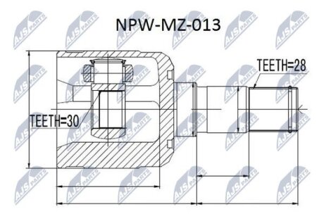 Шрус внутренний передний левый mazda 626 gf/gw, GD17-22-620 NTY NPW-MZ-013