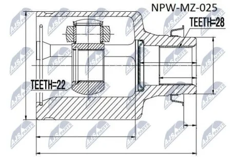 Mazda 3 bk шарнир равных угловых скоростей правый мазда 3 bk на MAZDA NTY NPW-MZ-025