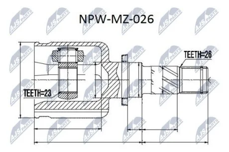 Шарнирный комплект, приводной вал на MAZDA NTY NPW-MZ-026