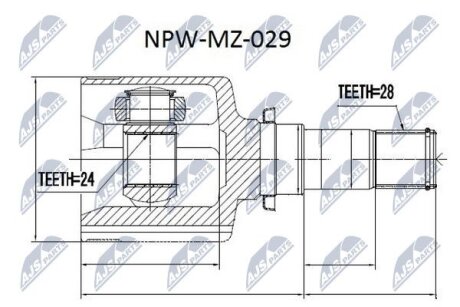 Mazda 3 bk шарнир равных угловых скоростей левый мазда 3 bk NTY NPW-MZ-029