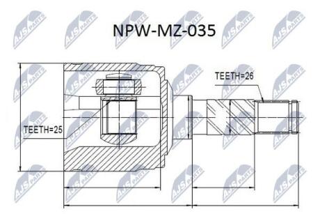ШРКШ внут. правий Ford Ranger/Mazda BT 2006- NTY NPW-MZ-035