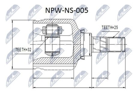 Nissan primera p11 шарнир равных угловых скоростей левый нисан примьера р11 на NISSAN NTY NPWNS005