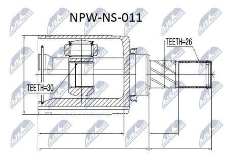 Внутренний шрус nissan qashqai 1.6 левый 06 39711jd02b NTY NPW-NS-011