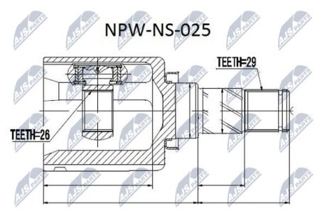 Nissan x-trail t30 шрус левый нисан икс-трейл t30 39101-8h315 NTY NPWNS025