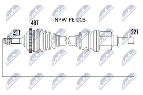 Peugeot 206 полуось левая пежо 206 на PEUGEOT NTY NPW-PE-003