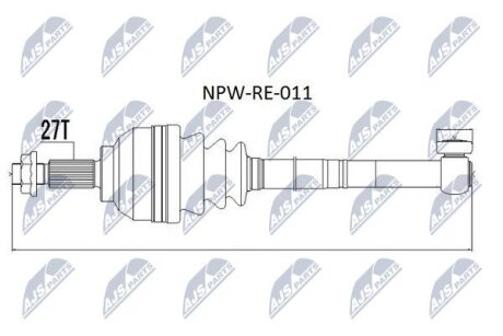 Приводной вал на Renault NTY NPW-RE-011