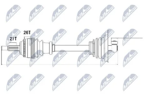 Полуось левая на RENAULT KANGOO 7700108248 на RENAULT NTY NPW-RE-013