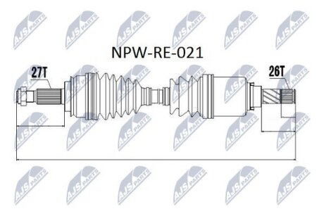 Приводной вал (полуось) renault kangoo 1.5dci 1.6 08,8200687739 NTY NPW-RE-021
