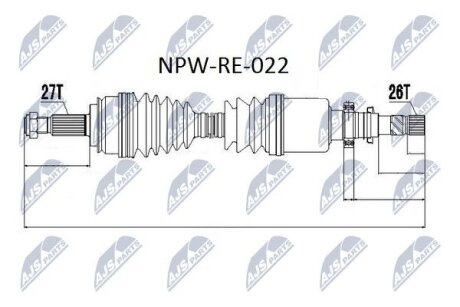 Renault kangoo полуось правая рено кенго на RENAULT NTY NPW-RE-022