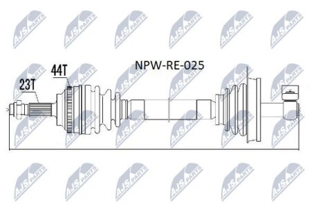 Полуось левая renault megane i, 7711135207 NTY NPW-RE-025
