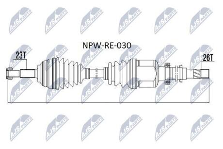 Піввісь права Renault Kangoo II, Renault Megane II 1.5 dCi 02- NTY NPW-RE-030