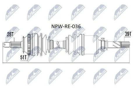 Renault master ii полуось правая рено мастер іі NTY NPWRE036