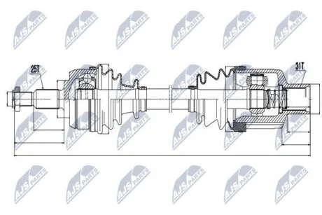 Привід передній Renault Duster 1.5D/1.2TCe/1.6 16V (z25x31x612) 4x4 10-> правий R NTY NPWRE054