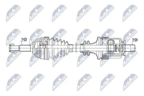 Приводной вал (полуось) renault megane21.5dci 45444,8200267040 NTY NPWRE093