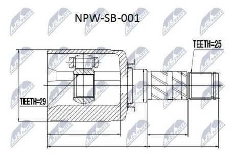 Шарнирный комплект, приводной вал, subaru b9 tribeca, 28321-XA00A NTY NPWSB001