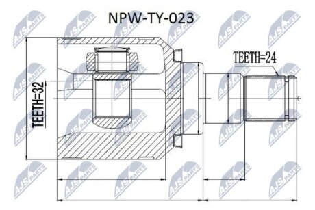 Toyota avensis cdt220 шарнир равных угловых скоростей левый тойота авенсис cdt220 на Toyota NTY NPW-TY-023