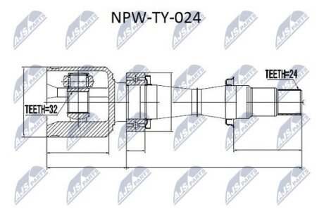 Шарнир равных угловых скоростей правый toyota avensis cdt220, 43030-05060 NTY NPW-TY-024
