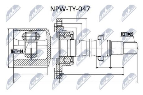 Toyota avensis zzt221 шарнир равных угловых скоростей правый тойота авенсис zzt221 на TOYOTA NTY NPWTY047