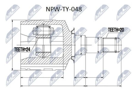 Toyota avensis zzt221 шарнир равных угловых скоростей левый тойота авенсис zzt221 на TOYOTA NTY NPWTY048