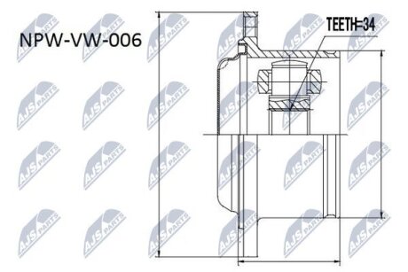 PRZEGUB WEWNиTRZNY VW PASSAT 96-, AUDI A4 95-, A6 97-, A8 94- /34/88,2MM OTWORY NTY NPW-VW-006