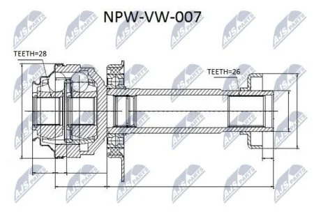 "ШРУС ВНУТРЕННИЙVW T5 1.9TDI 03- RIGHT, производитель " NTY NPW-VW-007