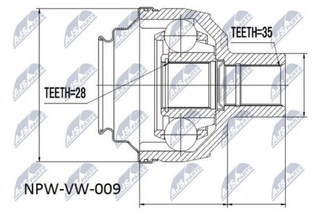 Внутренний шрус vw sharan 00 seat alhambra 00,7m3498103 NTY NPW-VW-009