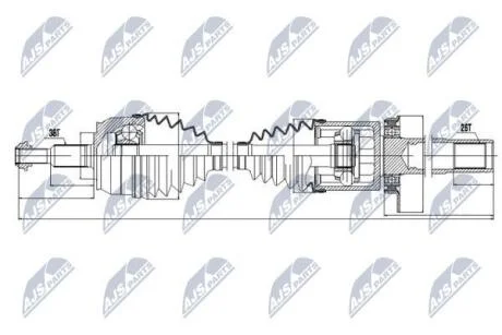 Піввісь права VW T5 Multivan 2.5 TDI 04.03 - L:952.3/A:38/K:26 NTY NPWVW035