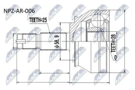 Fiat marea шарнир равных угловых скоростей фиат мариа NTY NPZ-AR-006