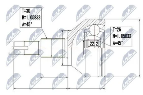 Alfa romeo 159 шарнир равных угловых скоростей альфа ромео 159 NTY NPZAR014