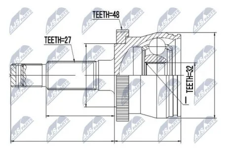 Jeep cherokee шарнир равных угловых скоростей джип чероки NTY NPZCH009