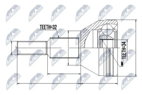 Chrysler voyager шарнир равных угловых скоростей крайслер вояжер на CHRYSLER,LANCIA NTY NPZ-CH-016