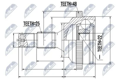 ШАРНІР РІВНИХ КУТОВИХ ШВИДКОСТЕЙ NTY NPZCT016