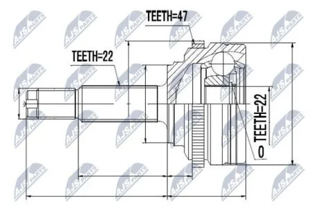 Daewoo kalos шарнир равных угловых скоростей део калос на CHEVROLET,DAEWOO NTY NPZ-DW-021