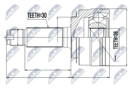 Шарнир равных угловых скоростей honda pilot 09-, mdx 07-, 44014stxa02 NTY NPZHD040
